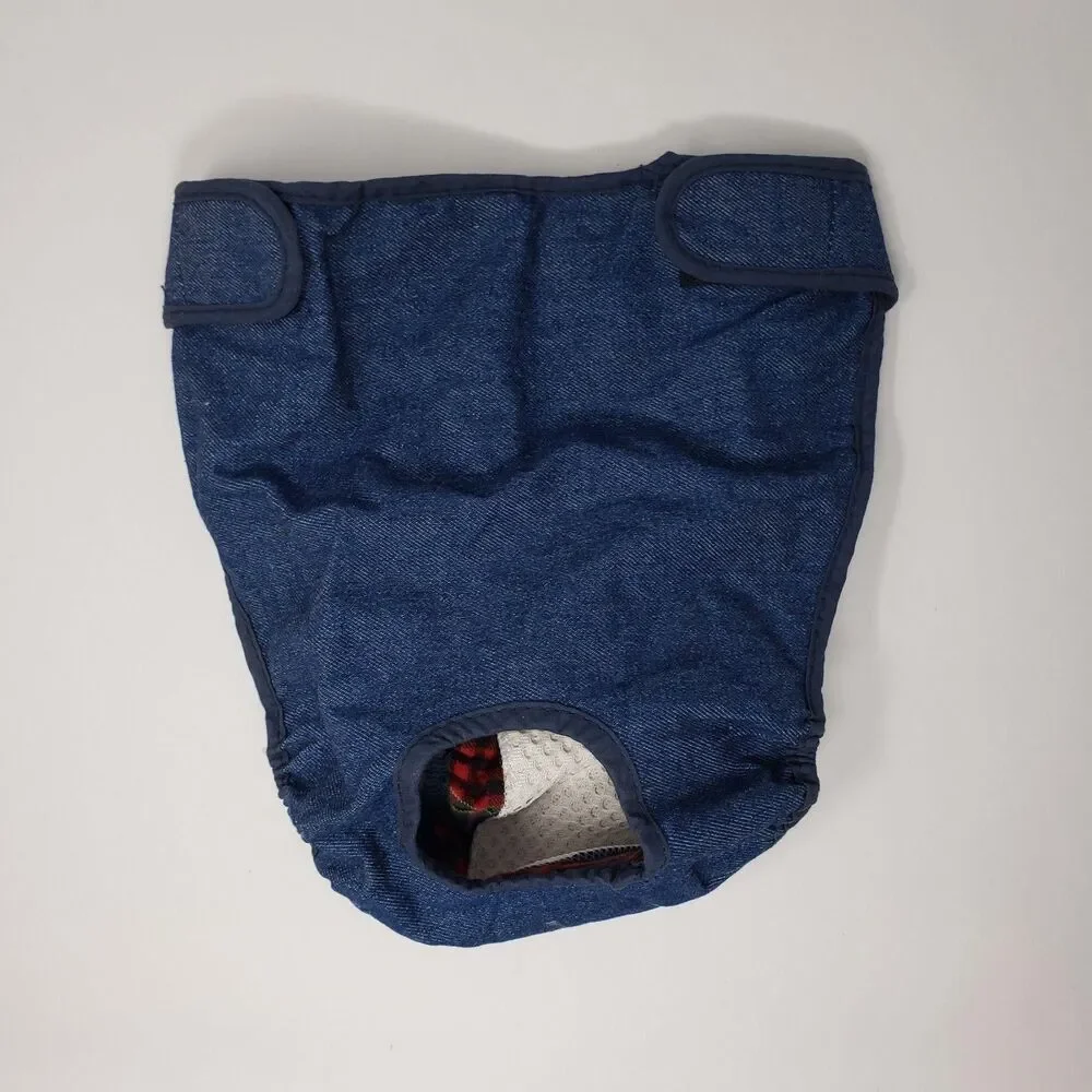 RPG Dog Diaper Wrap X Large Washable Denim Plaid Reusable Belly Band Dog NWT